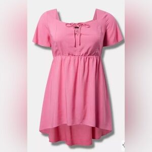 Torrid NWT Babydoll Challis Lace Up Hi Low Top Size 2